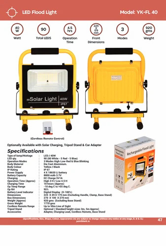 40W Rechargeable Led Flood Light